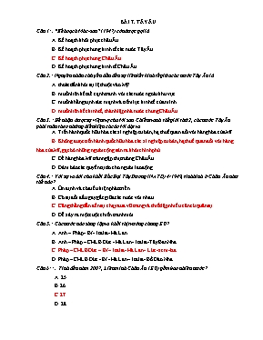 Bài tập trắc nghiệm Lịch sử 12 - Bài 7 Tây Âu